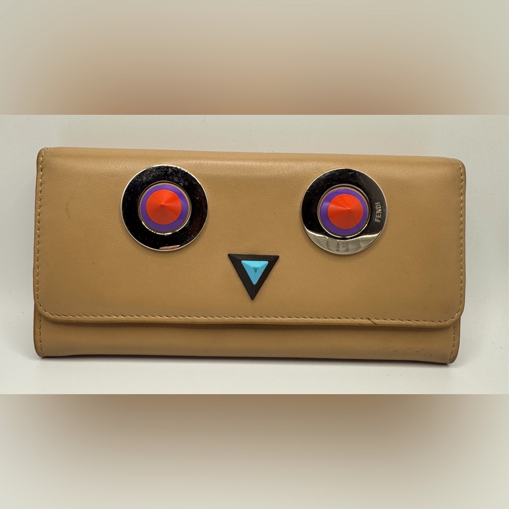 Rare Fendi Monster Bug Eye Robot Long Zip Wallet Unique Color AUTHENTIC